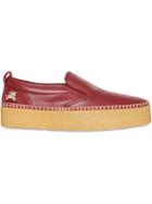 Burberry Leather Slip-on Sneakers - Red