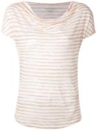 Majestic Filatures Cowl Neck Stripe T-shirt, Women's, Size: Iii, White, Linen/flax