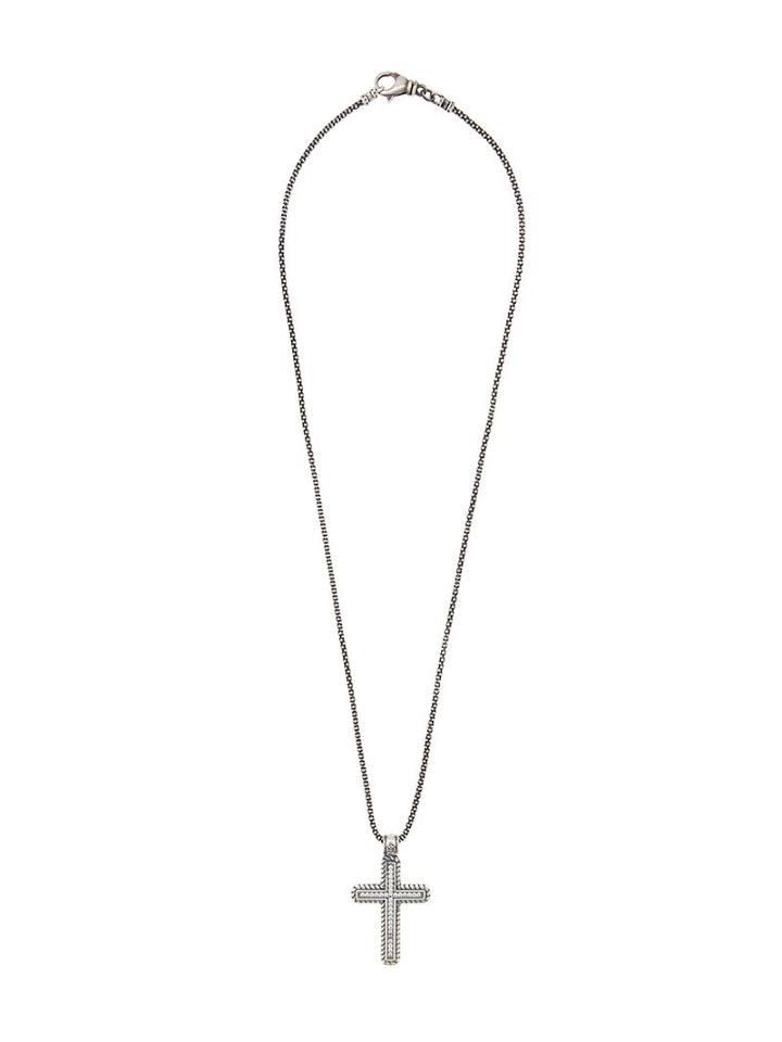 Nialaya Jewelry Studded Cross Necklace, Men's, Metallic