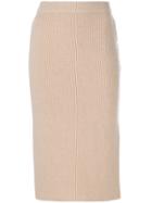 Agnona Side Slit Skirt - Nude & Neutrals