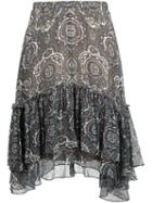 Chloé Tile Print Ruffled Skirt, Women's, Size: 4, Brown, Silk