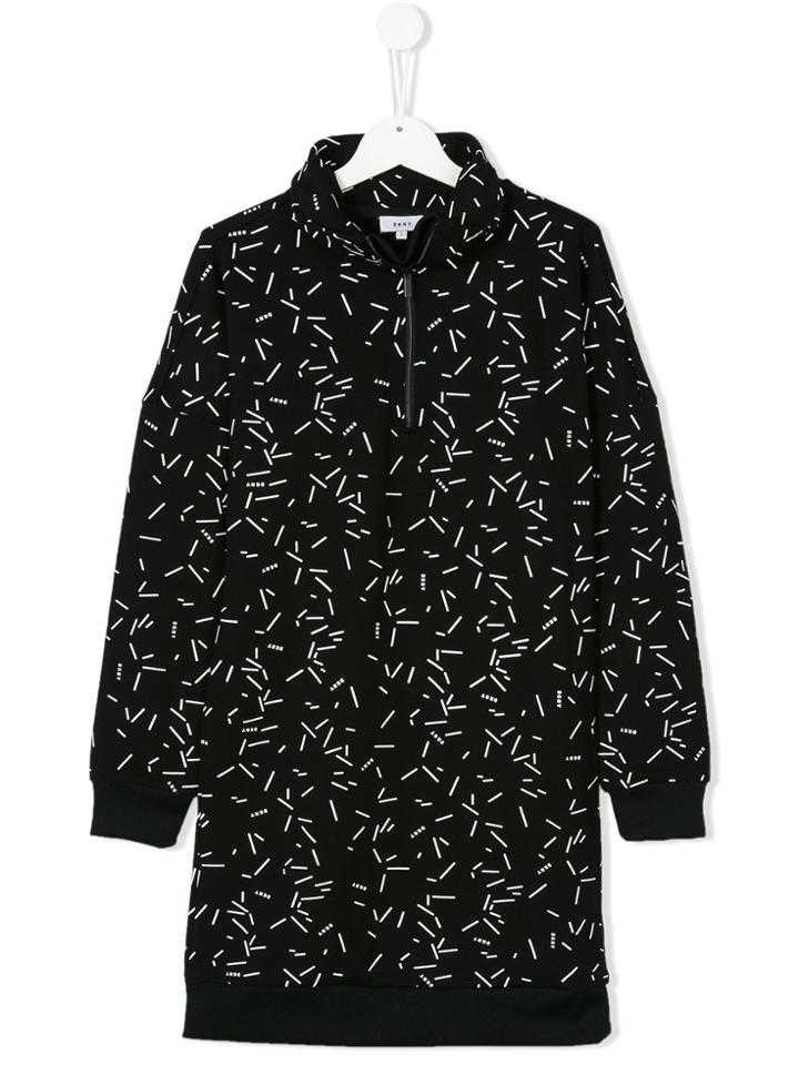 Dkny Kids Logo Print Sweater Dress - Black