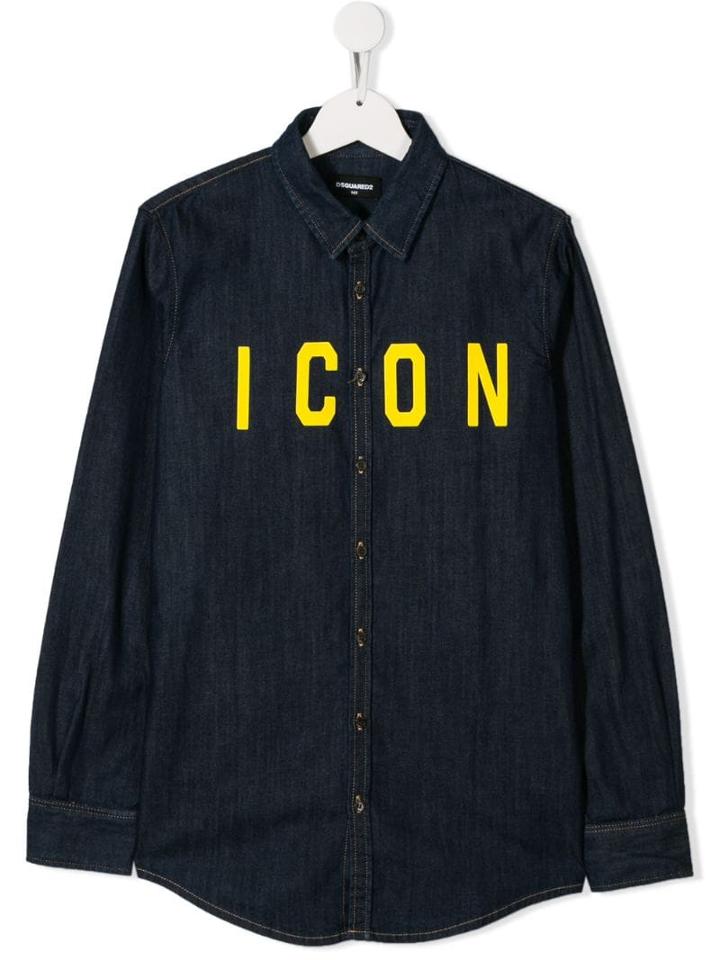 Dsquared2 Kids Teen Icon Print Denim Shirt - Blue