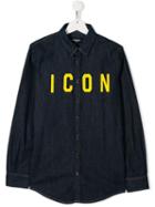 Dsquared2 Kids Teen Icon Print Denim Shirt - Blue
