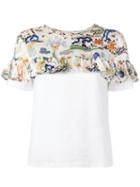 Vivetta Floral Print Insert T-shirt, Women's, Size: 44, White, Silk/cotton