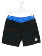 Moncler Kids Embroidered Logo Swim Shorts, Boy's, Size: 14 Yrs, Blue