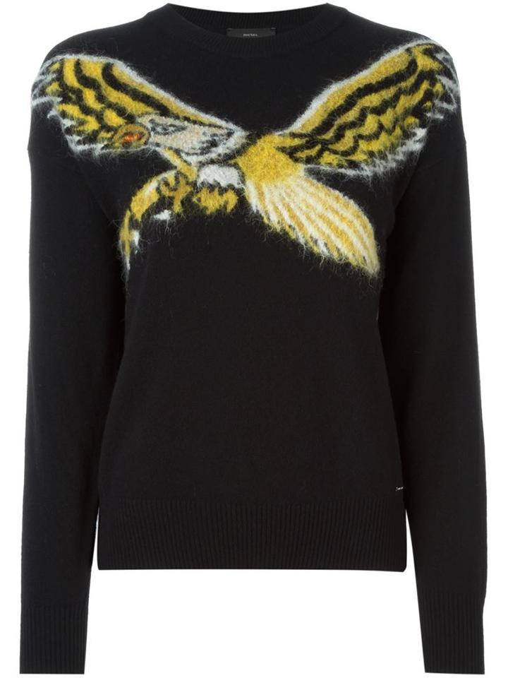 Diesel Eagle Intarsia Sweater, Women's, Size: Medium, Black, Wool/nylon