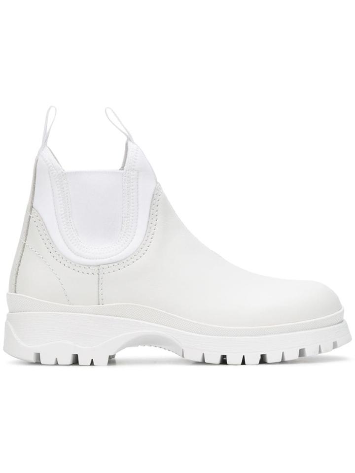 Prada Leather Booties - White