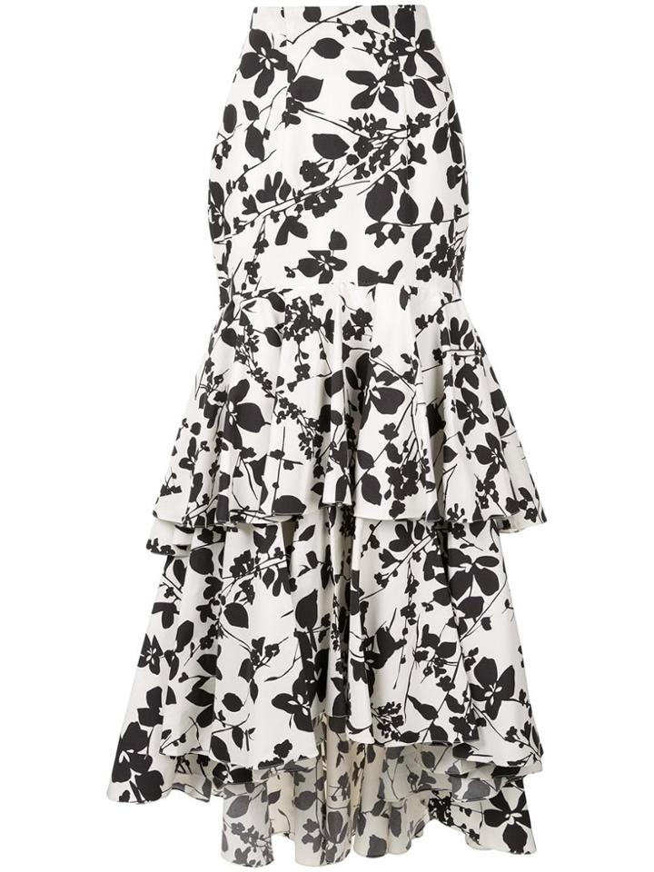 Bambah Floral Ruffle Skirt - White