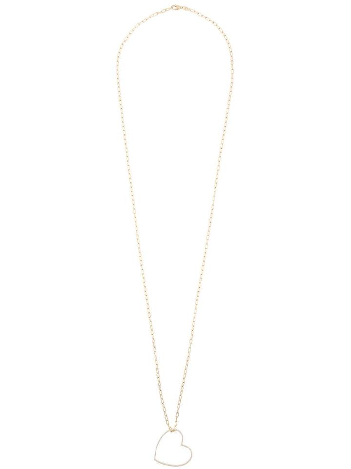 Rosa De La Cruz Diamond Encrusted Heart Pendanct Necklace - Metallic
