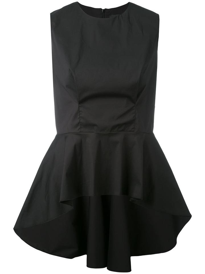 Federica Tosi - Sleeveless Peplum Top - Women - Cotton/polyamide/spandex/elastane - L, Black, Cotton/polyamide/spandex/elastane