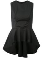 Federica Tosi - Sleeveless Peplum Top - Women - Cotton/polyamide/spandex/elastane - L, Black, Cotton/polyamide/spandex/elastane