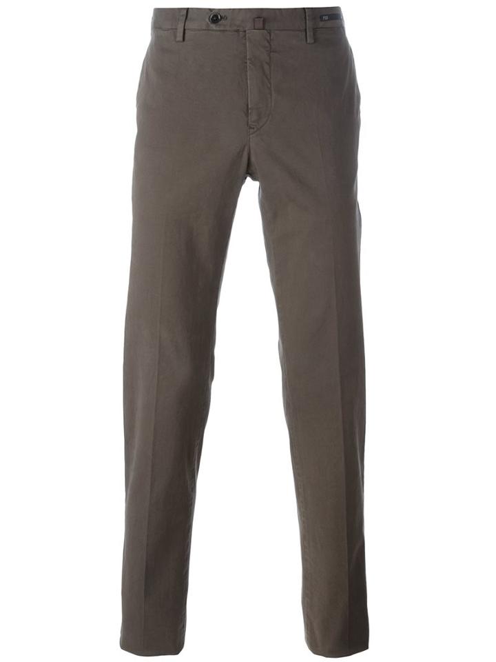 Pt01 Slim-fit Chinos, Men's, Size: 52, Brown, Cotton/spandex/elastane