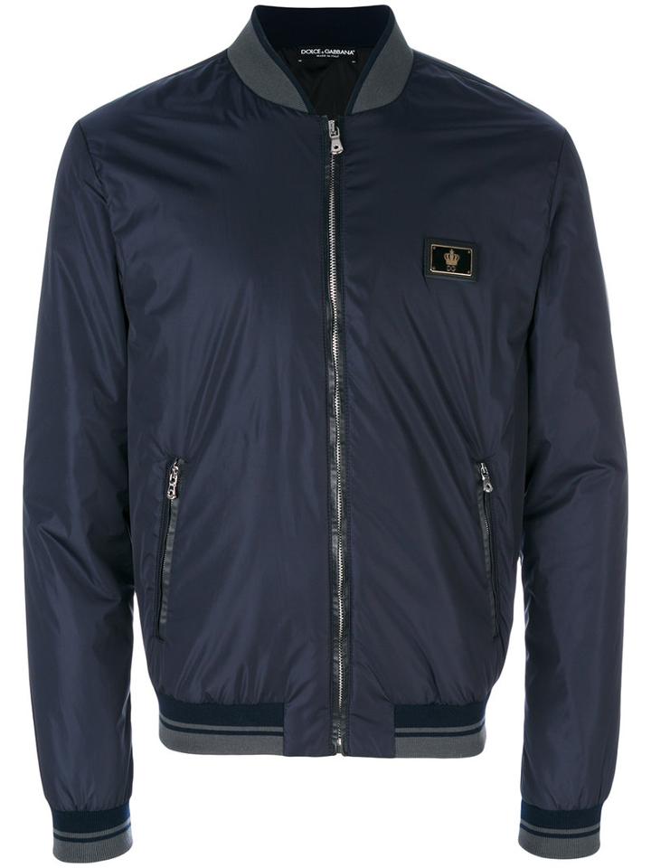 Dolce & Gabbana - Classic Bomber Jacket - Men - Sheep Skin/shearling/polyamide - 48, Blue, Sheep Skin/shearling/polyamide