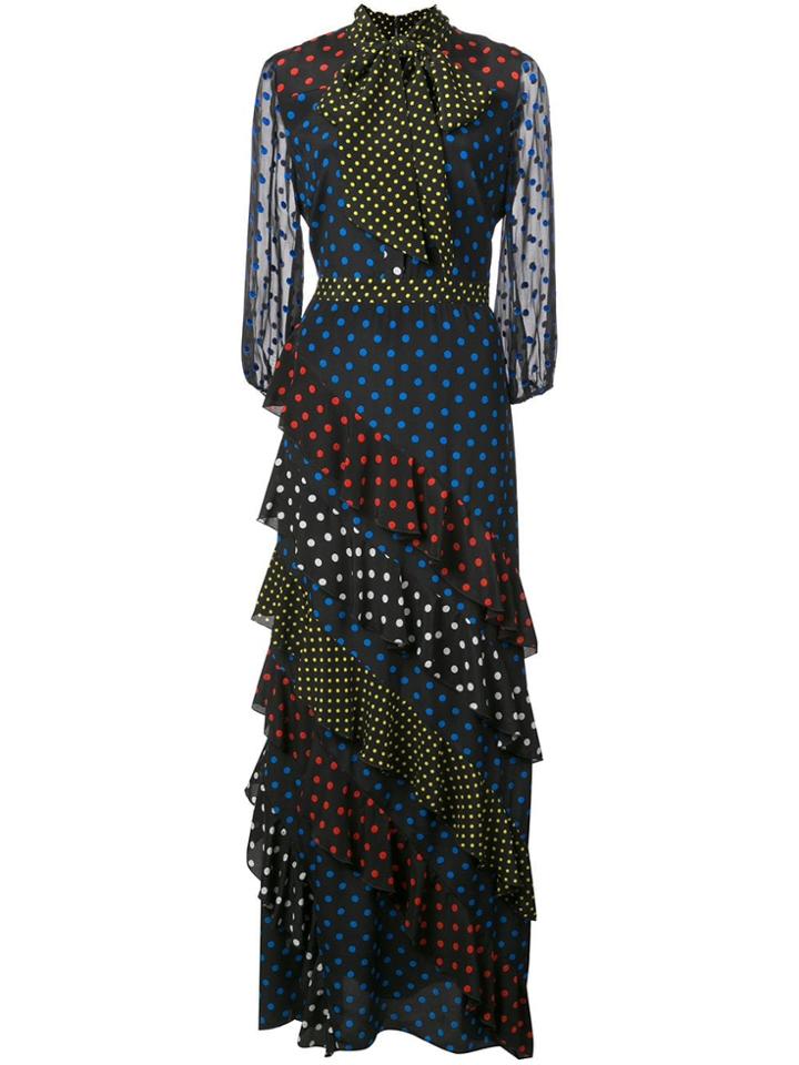 Alice+olivia Polka Dot Draped Silk Dress - Multicolour