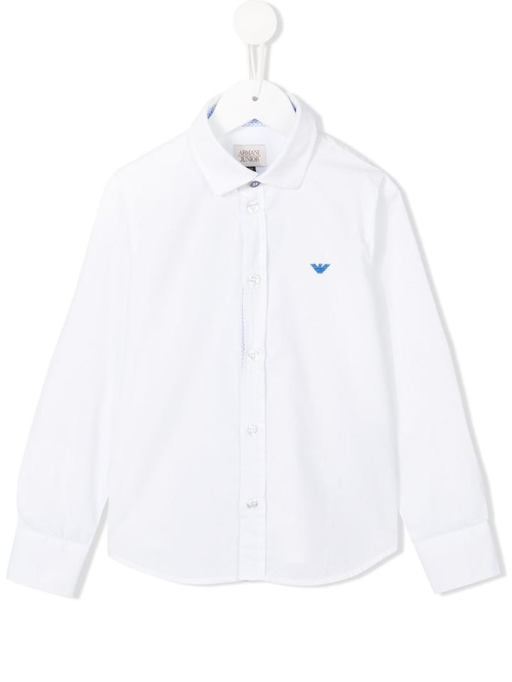 Armani Junior Logo Embroidered Shirt, Boy's, Size: 8 Yrs, White