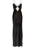Faith Connexion Fitted Silk Maxi Dress - Black