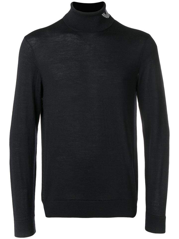 Emporio Armani Turtle-neck Fitted Sweater - Blue