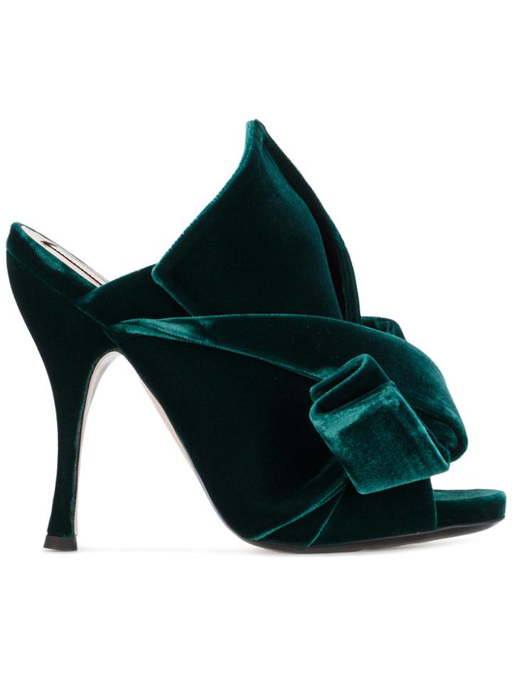 No21 Green Velvet Bow 110 Mules