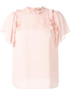 Twin-set Ruffle Short Sleeve Blouse - Pink