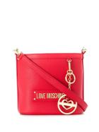 Love Moschino Logo Plaque Bucket Bag - Red
