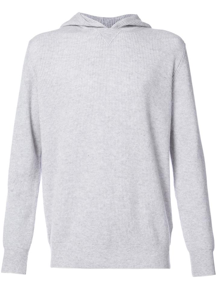 Eleventy Ribbed Hoodie - Grey