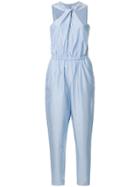 Ck Calvin Klein Pinstripe Halterneck Jumpsuit - Blue