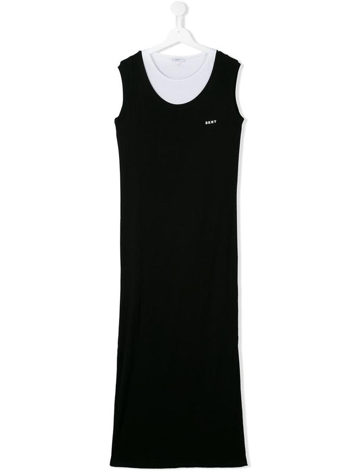 Dkny Kids - Teen Scoop Neck Dress - Kids - Elastodiene/viscose - 14 Yrs, Black