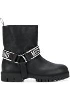 Moschino Logo Band Ankle Boots - Black