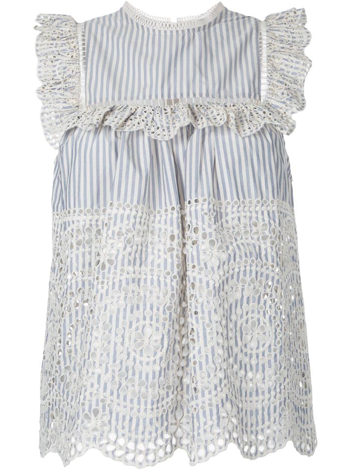Zimmermann Striped Broderie Anglaise Top - Blue