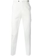 Pt01 Off Centre Button Chinos, Men's, Size: 58, White, Cotton/spandex/elastane