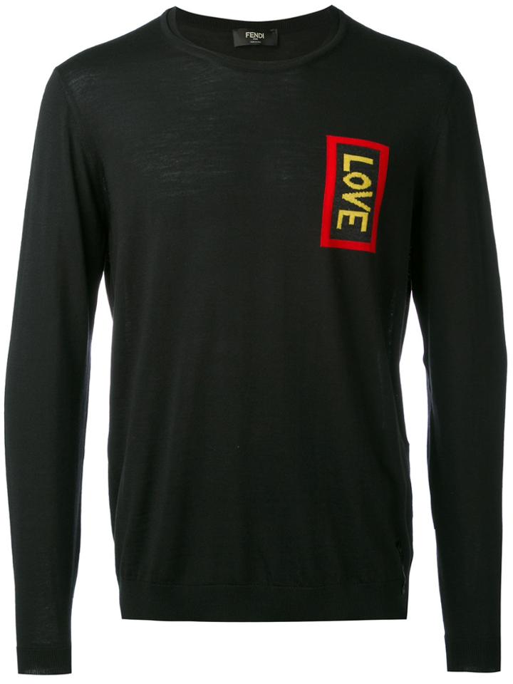 Fendi Love Embroidered Sweater - Black