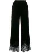 Gold Hawk Lace Trim Flared Trousers - Black