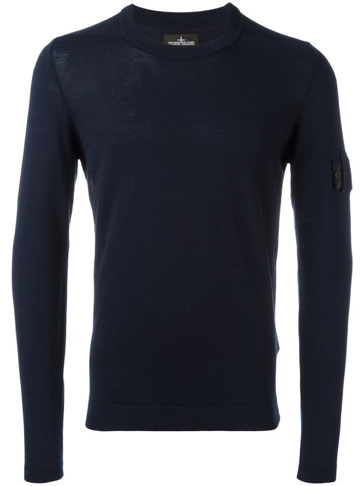 Stone Island Shadow Project Arm Detail Jumper, Men's, Size: Large, Blue, Cotton