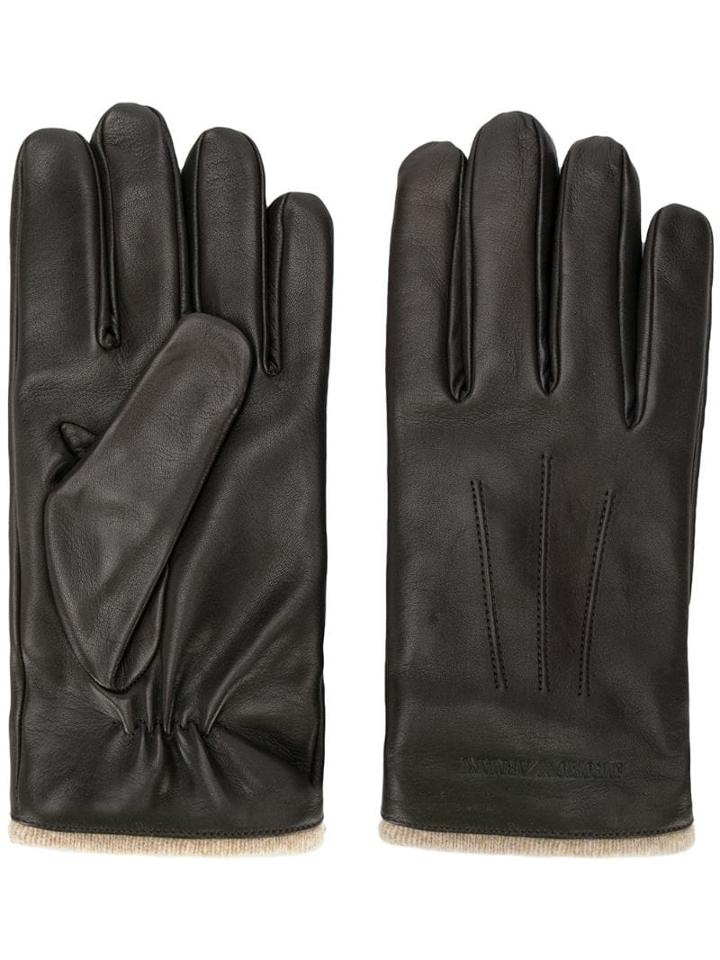 Emporio Armani Embossed Logo Gloves - Brown
