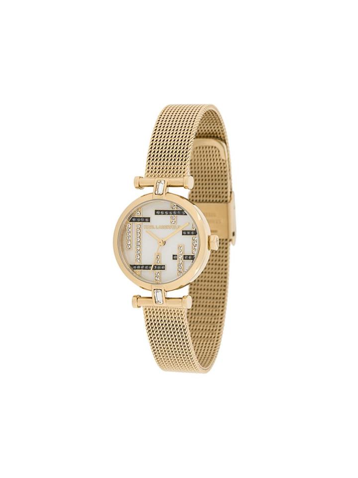 Karl Lagerfeld K/boucle Mesh Strap Watch - Gold