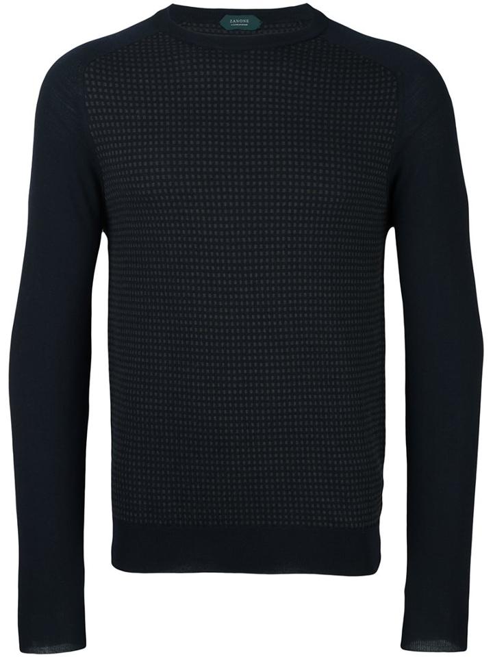 Zanone Round Neck Jumper, Men's, Size: 50, Blue, Polyamide/virgin Wool