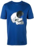Cy Choi Skull Print T-shirt, Men's, Size: Large, Blue, Cotton