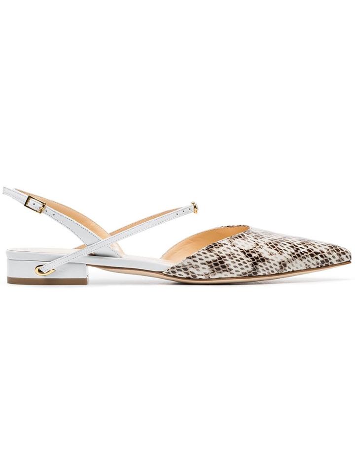 Jennifer Chamandi White And Brown Vittorio Snake Print Leather