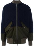 Sacai Frayed Edge Bomber, Men's, Size: 4, Blue, Cotton/polyester/wool Felt