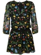 Alice+olivia - Floral Shift Dress - Women - Polyester - 6, Black, Polyester