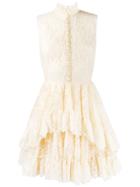 Alexander Mcqueen Ruffle Neck Lace Mini Dress - Neutrals