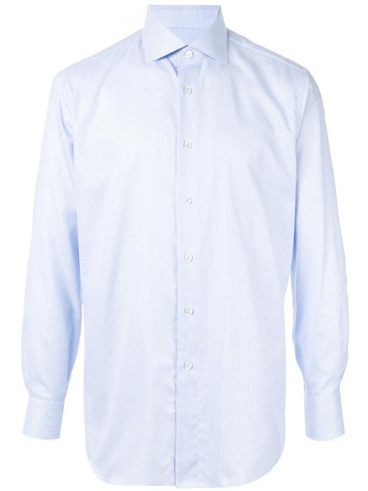 Brioni Micro Checked Pattern Shirt - Blue