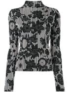 Christian Wijnants - Striped Floral Top - Women - Polyester/viscose - S, Black, Polyester/viscose