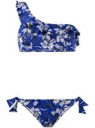 Emmanuela Swimwear Valia One-shoulder Ruffled Bikini - Blue