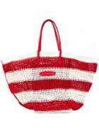 Ermanno Scervino Striped Tote, Women's, Red, Cotton/leather/viscose