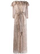 Blumarine Sheer Tie Waist Dress - Neutrals