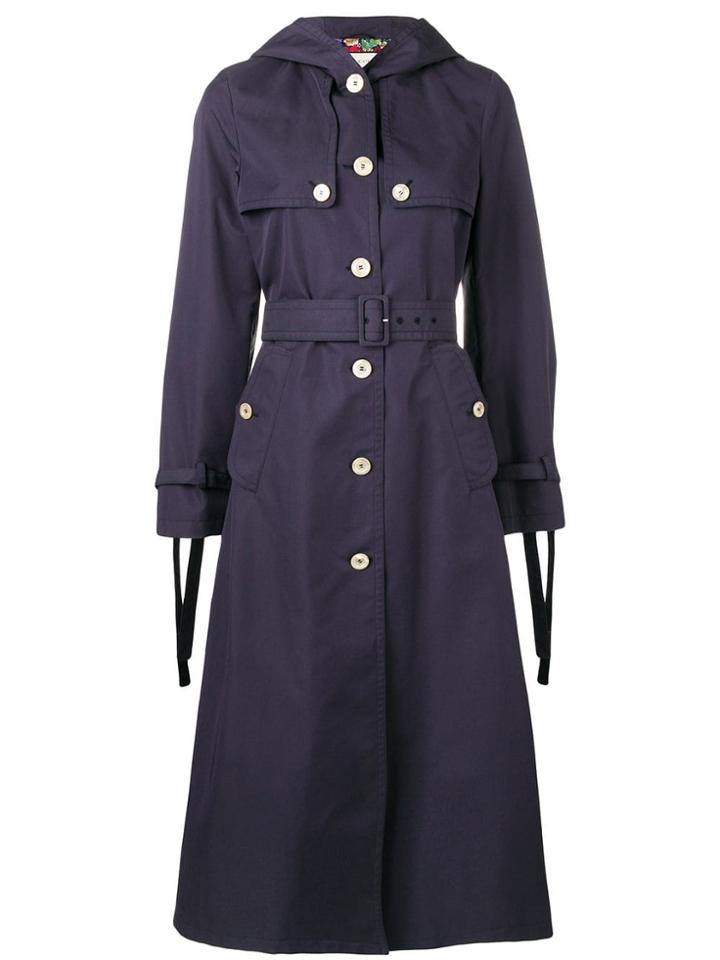 Gucci Hooded Long Trench Coat - 4755 Navy