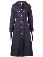 Gucci Hooded Long Trench Coat - 4755 Navy