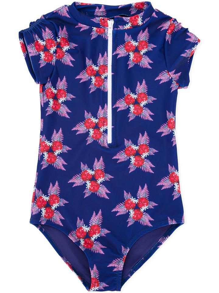 Duskii Girl - Floral Print Swimsuit - Kids - Polyester/spandex/elastane - 12 Yrs, Blue